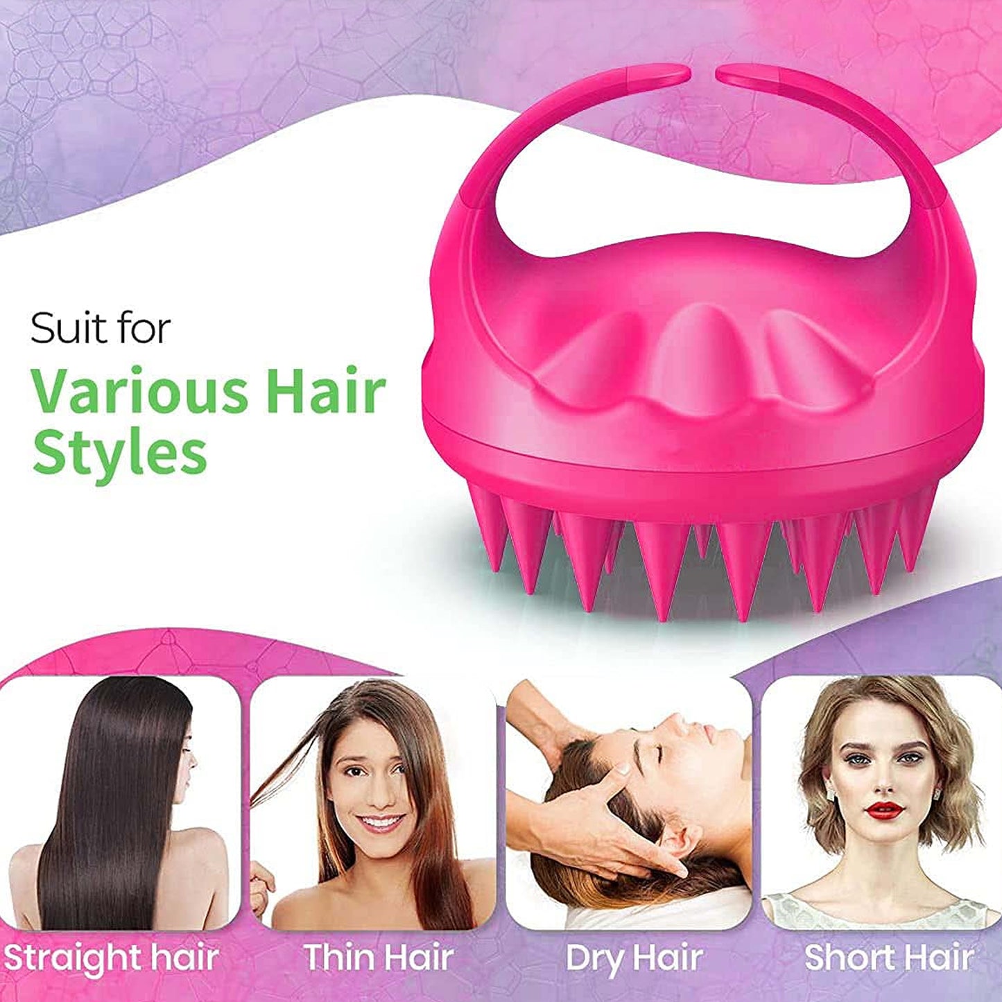 Wukusy scalp massager head massager comb for home use, with flexible bristles for relaxing scalp massage.