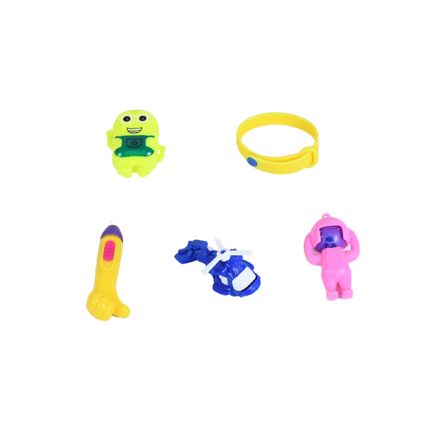 Colorful Wukusy 5-piece kids toy combo set with potli bag, includes various attractive toys for children.