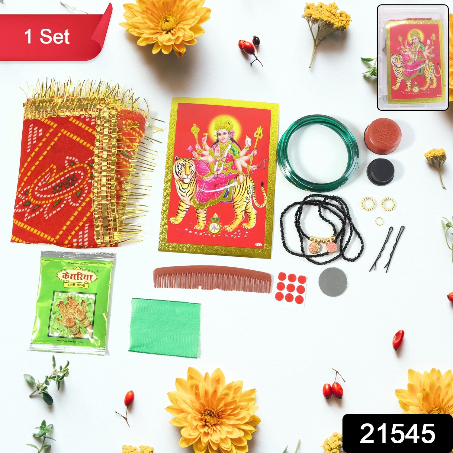 Wukusy Mataji Shringar Box complete puja decoration kit with colorful accessories and traditional items for religious ceremonies