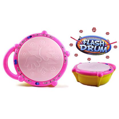 Colorful plastic baby drum toy by Wukusy with light and musical sounds for kids, perfect for boys and girls.