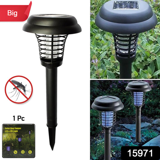 Wukusy solar-powered mosquito trap and bug zapper with UV LED light for outdoor garden pest control.