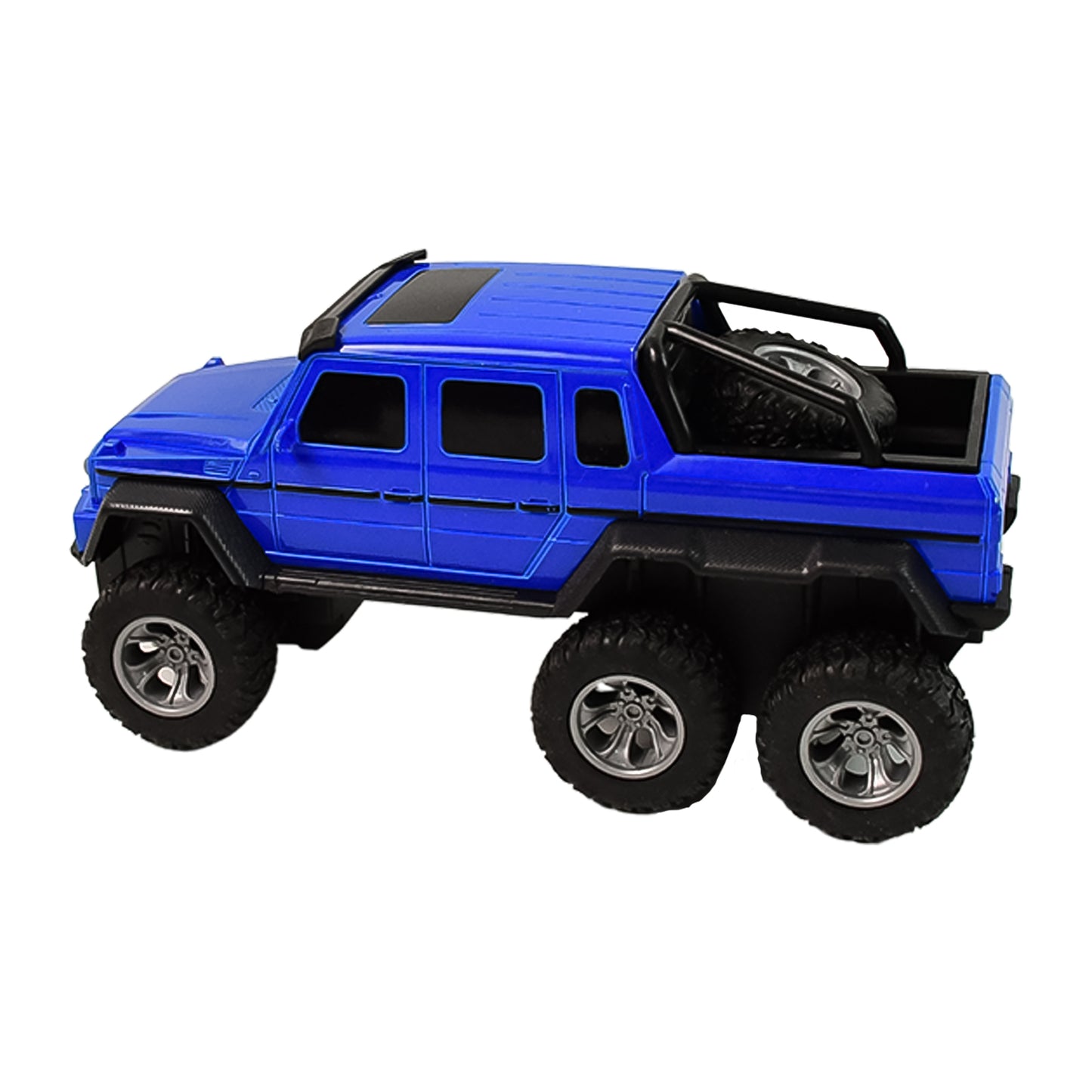 Wukusy 6-wheel drive remote control off-road car for kids, detailed view of the rugged toy vehicle with large tires and vibrant colors.