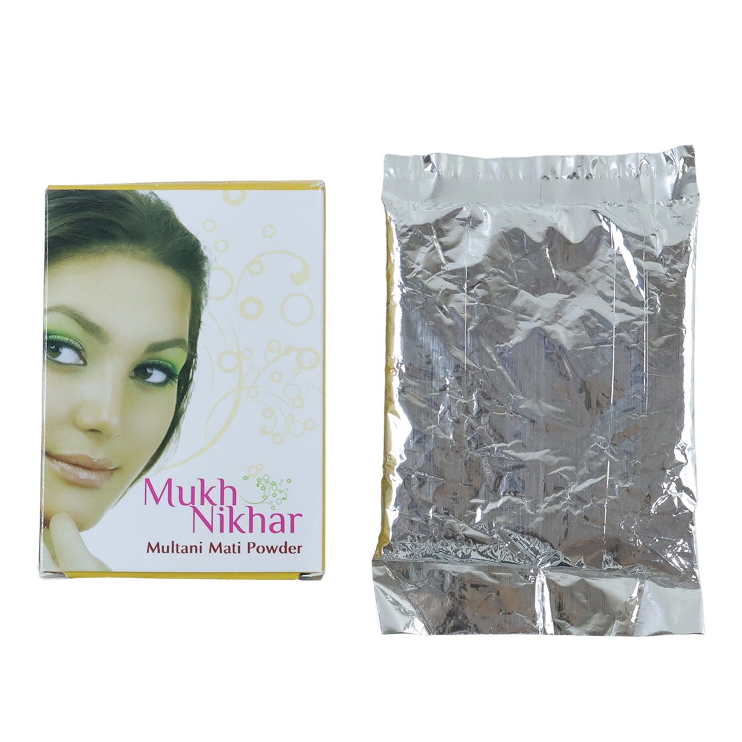 Wukusy Mukh Nikhar Multani Mati Powder in a 100g container, showing the natural Multani Mati powder for skincare.