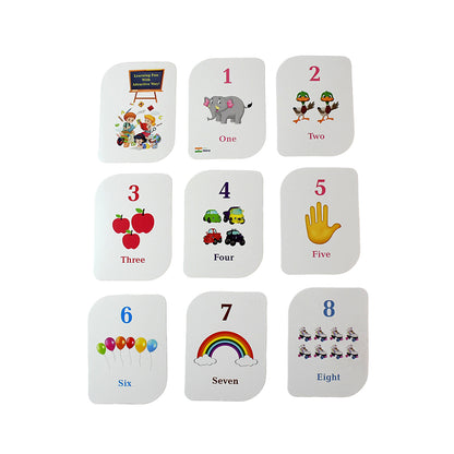 Wukusy Kid Kraft Early Learner 32-piece number flashcard set for kids with colorful number images and educational toy design.