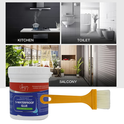 Wukusy 7935 transparent waterproof glue with brush, 250g, for outdoor bathroom wall, roof, window sealing, leak protection, gel sealant