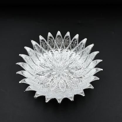 Wukusy 5480 traditional silver-finish plastic serving tray, multipurpose decorative tray for serving Mukhwas and snacks.