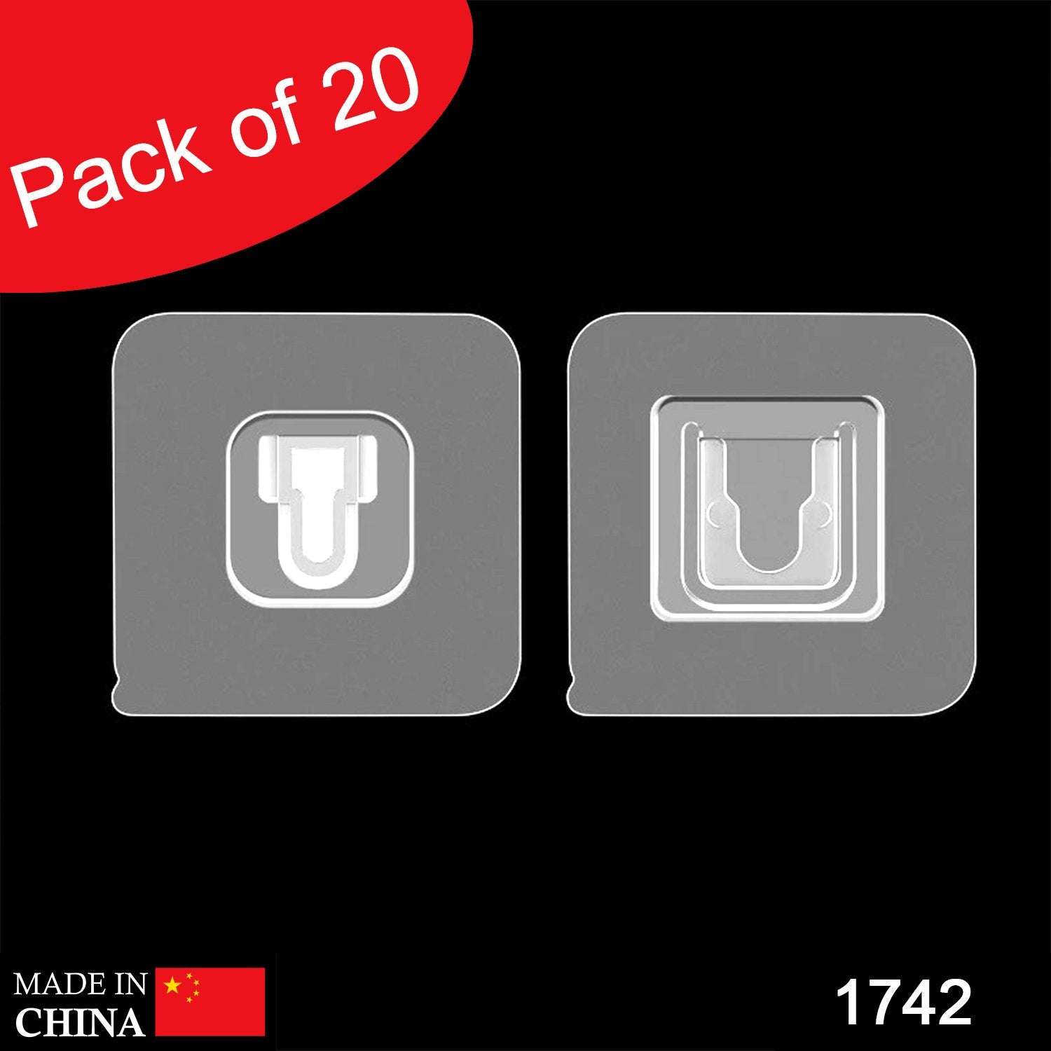 Set of 20 Wukusy heavy-duty plastic wall hooks for home decor, adhesive design for easy mounting and secure hanging.
