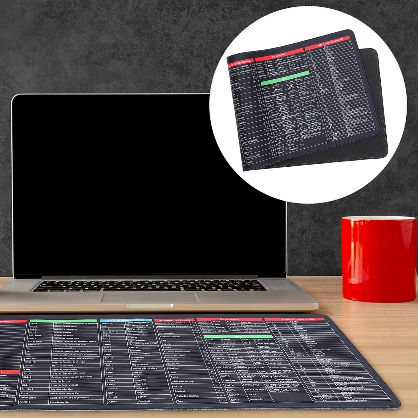 Wukusy oversized rubber mouse pad and keyboard mat with anti-slip surface, large desk accessory for office or gaming setups