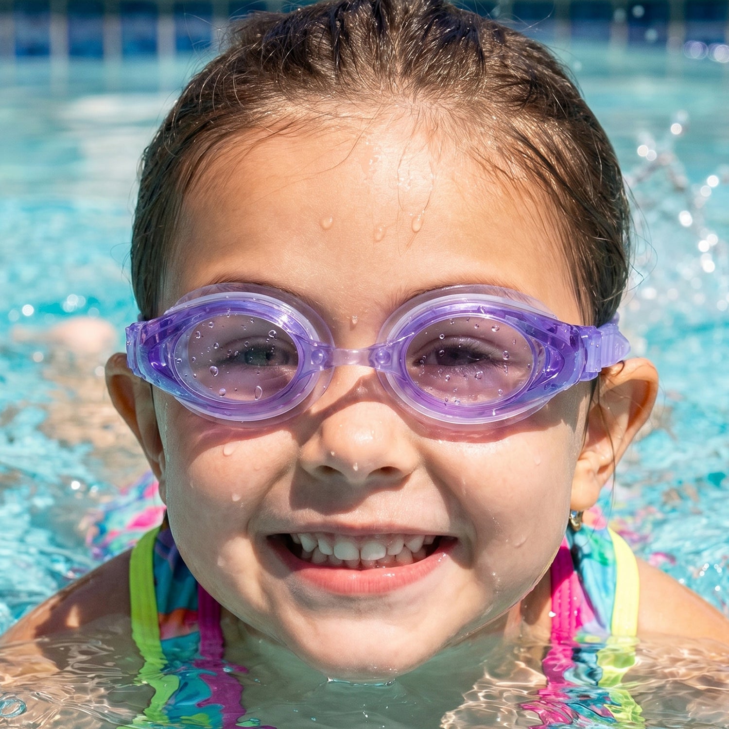 Kids lightweight swimming goggles by Wukusy with a flexible frame and leak-proof seal, shown in a close-up image.