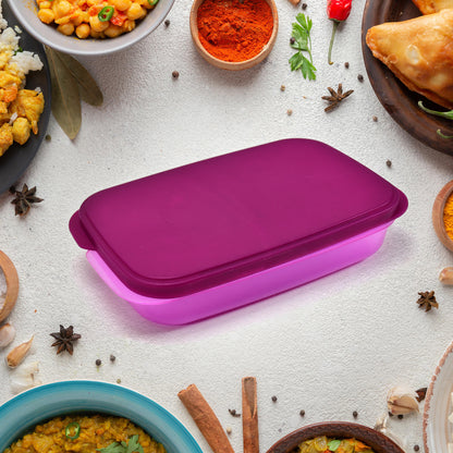 Wukusy 2453 unbreakable leak-proof plastic lunch box with two containers and spoons, food-grade BPA-free kitchen tool for meals.