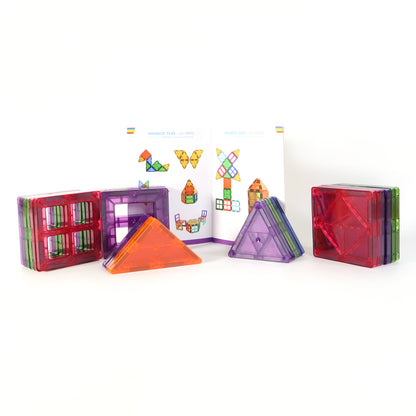 Wukusy magnetic building tiles 26-piece set, colorful plastic toys for creative construction and kids' play.