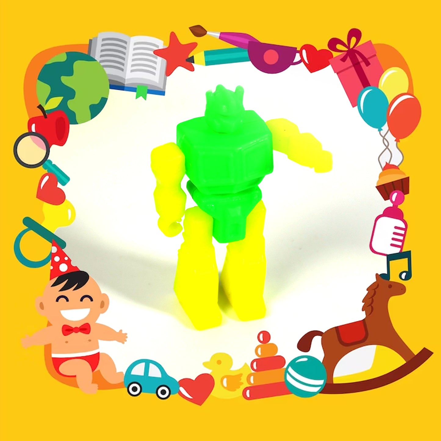 Wukusy 20-piece toy set with plastic commander container, featuring various colorful toy figures for kids' play and imaginative fun.