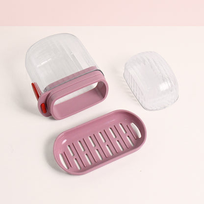Wukusy multipurpose plastic soap dish with transparent dust-proof lid, designed for home and kitchen use, keeps soap dry and clean