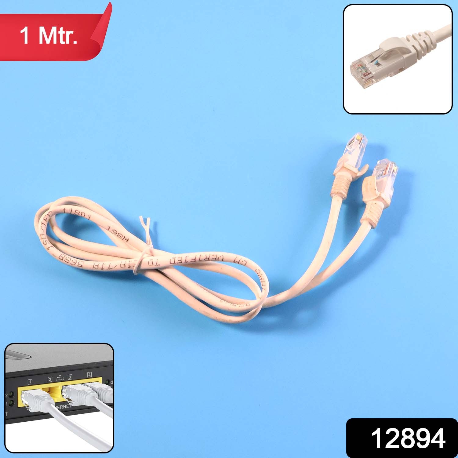 Wukusy high-speed 1 meter Ethernet LAN cable for office use, with RJ45 connectors and durable cable construction.