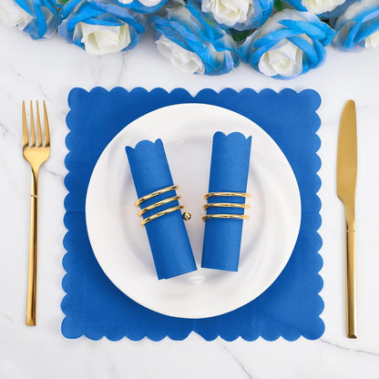 Set of Wukusy Royal Scalloped Disposable Paper Napkins, 23x23 cm, approximately 120 pieces, ideal for home and kitchen use.