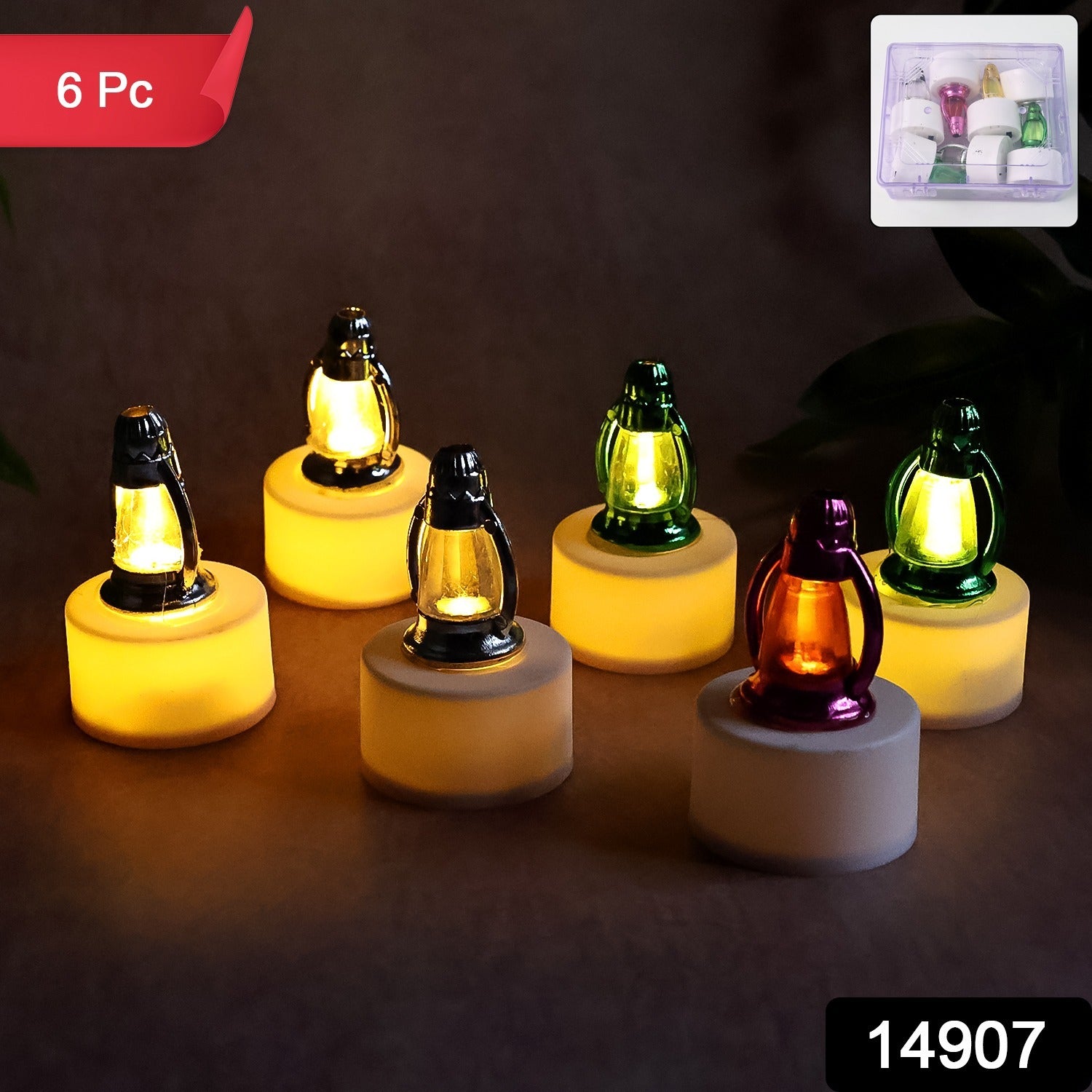 Six decorative LED lantern candles by Wukusy, perfect for home decor, featuring warm, flickering light in a stylish design.