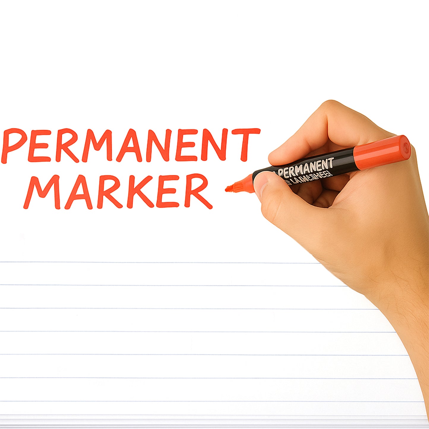 Set of 12 Wukusy permanent red marker pens for office use, with fine tips and vibrant ink for writing and labeling tasks.