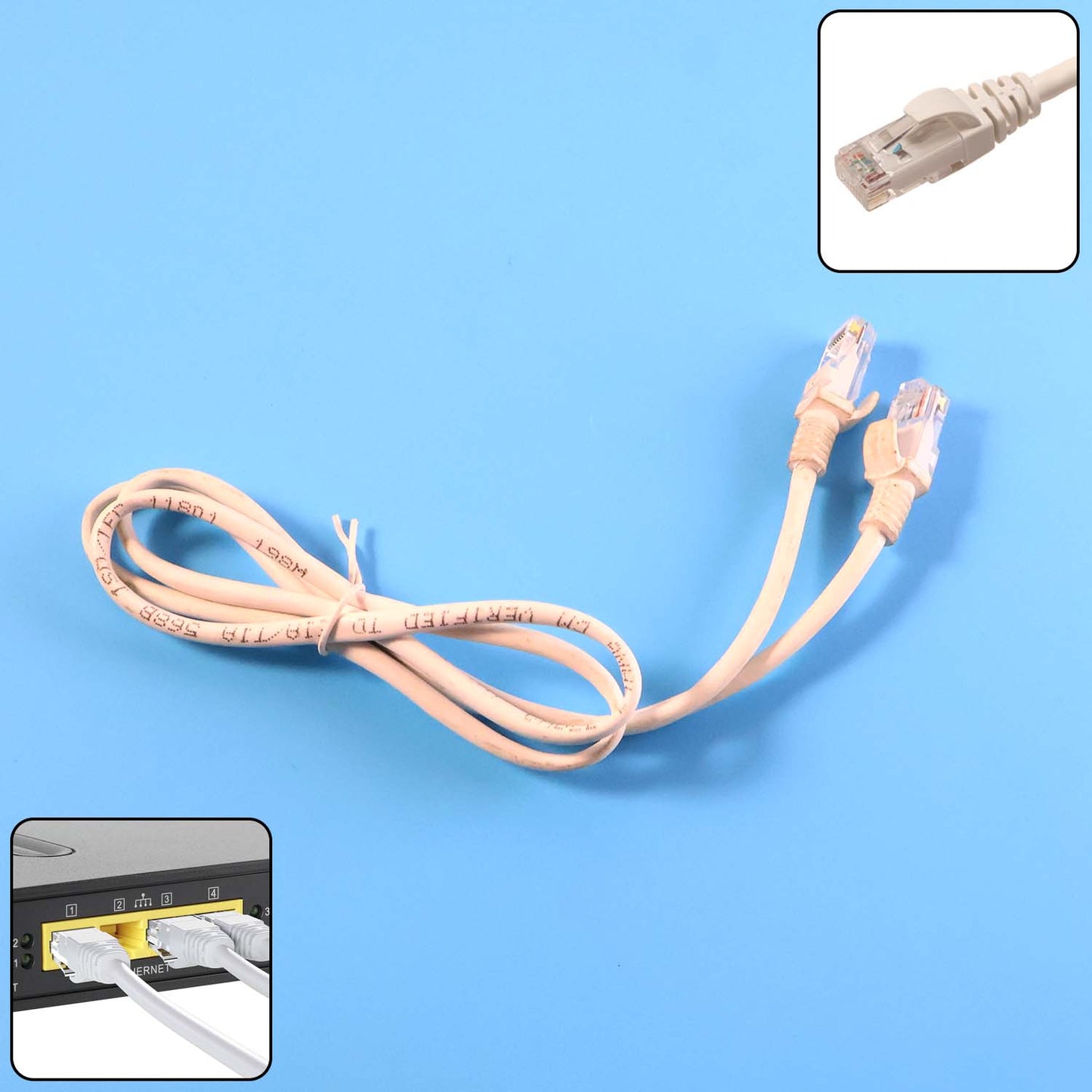 Wukusy high-speed 1 meter Ethernet LAN cable for office use, with RJ45 connectors and durable plastic insulation