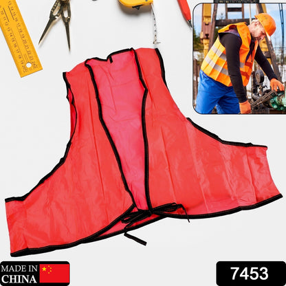 Wukusy 7453 economy safety vest with soft vinyl material, tie closure, high visibility for staff and volunteers outdoors.