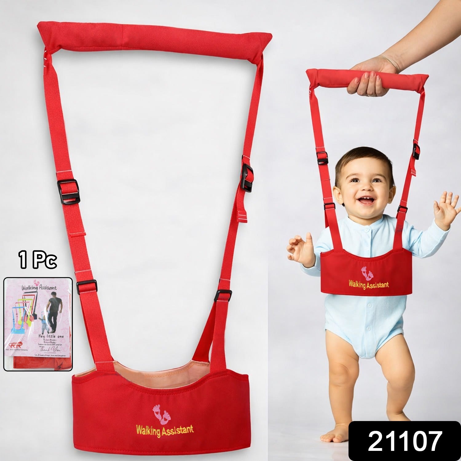 Wukusy adjustable baby walking assistant harness with safety support belt, featuring soft straps and secure fastening for early walking support.