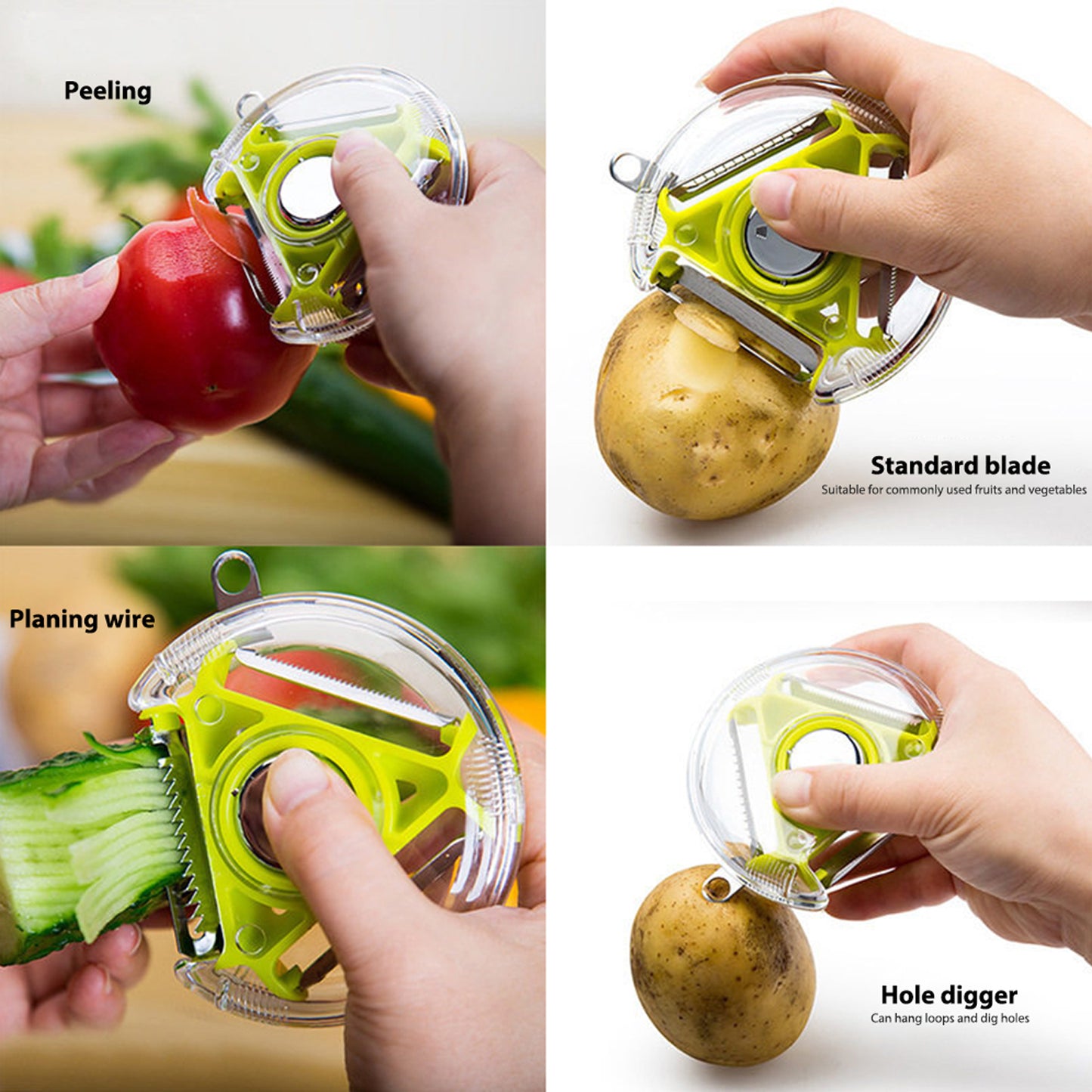 Wukusy 2774 round planer peeler and cutter vegetable slicer with stainless steel blade for kitchen food preparation.