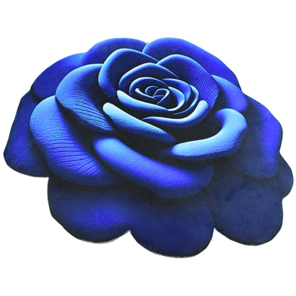 Rose-shaped anti-slip velvet floor mat by Wukusy, featuring soft pink velvet with a detailed rose design for home decor.