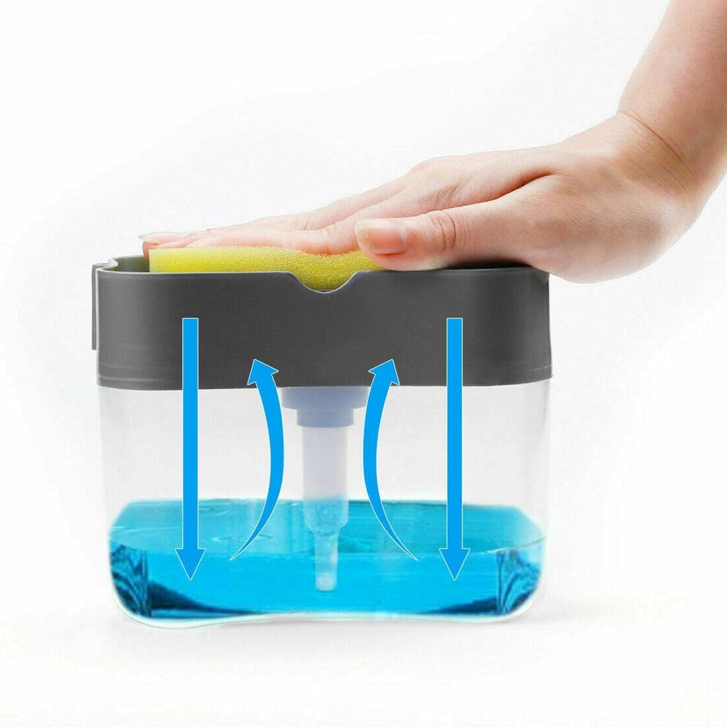 Wukusy 2-in-1 dishwasher liquid soap dispenser with pump, mounted on kitchen sink for easy dishwashing liquid dispensing