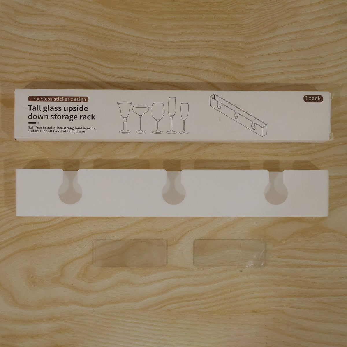 Under Shelf Wine Glass Hanger With 3 Slots For Kitchen Cabinet Storage (1 Piece)