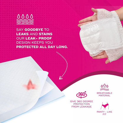 Wukusy Beautiful Basics overnight period panty in XXL size, 10-pack, soft leak-proof health care underwear for overnight protection.