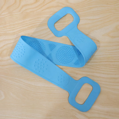 Wukusy long silicone body back scrubber belt for bathing, flexible and textured for effective skin cleansing.