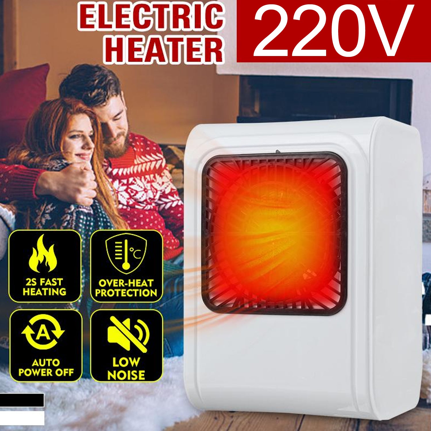 Wukusy 6645 Warm Wind Room Heater for office and bedroom, 220V portable space heater with adjustable settings.