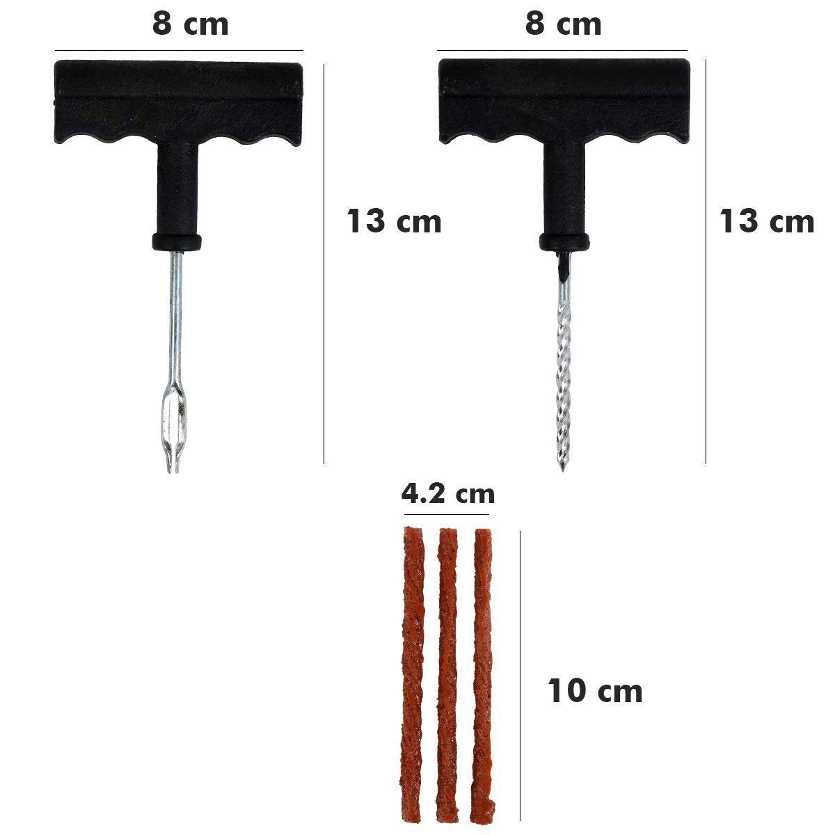 Wukusy tubeless tyre puncture repair kit with nose pliers, rubber cement, and extra strips for cars and bikes.