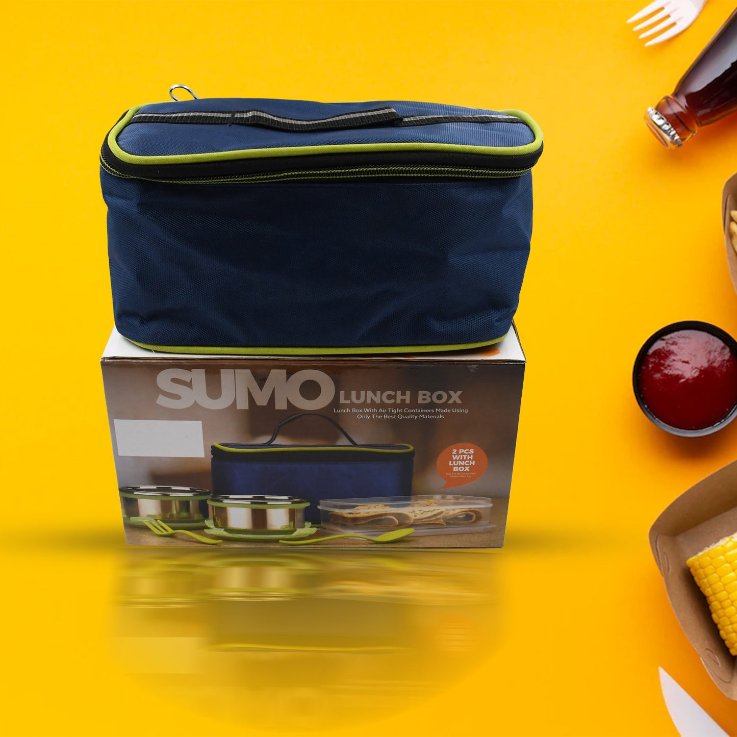 Wukusy stainless steel multi-compartment lunch box with airtight, leak-proof design, ideal for office, school, or travel.