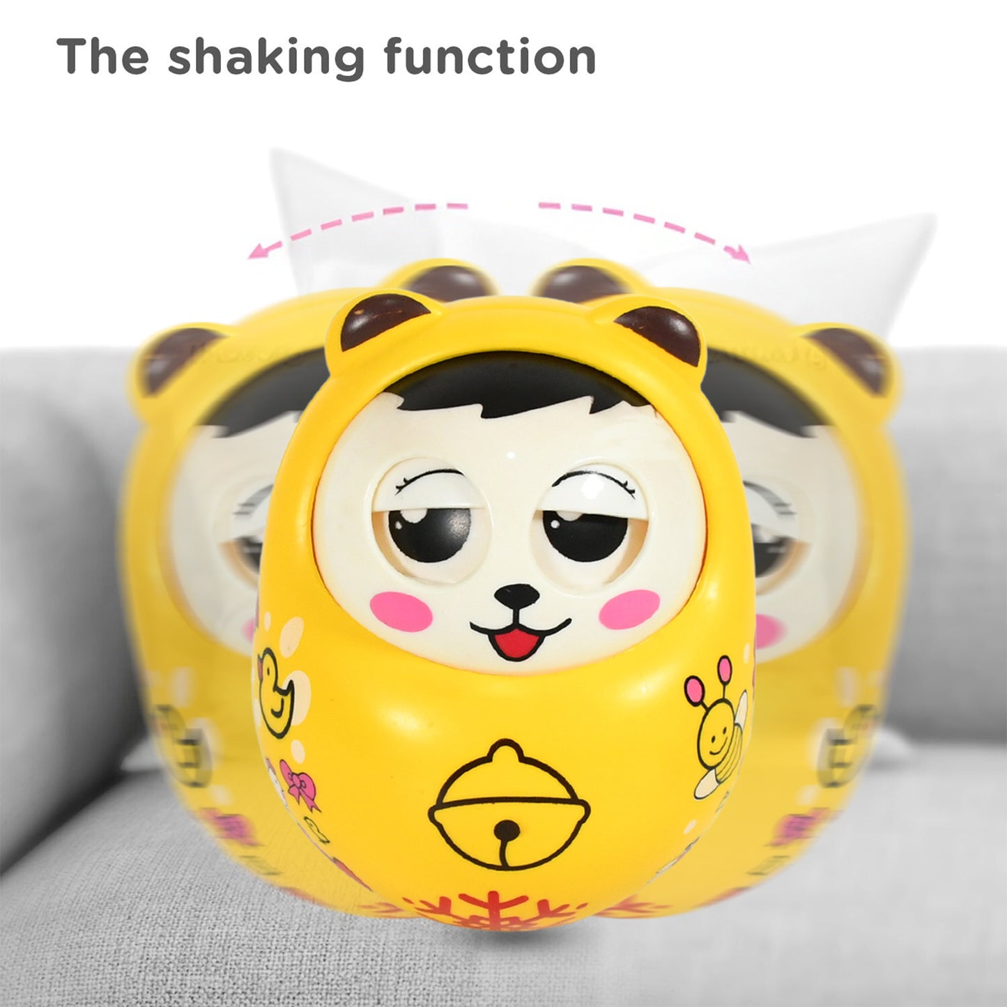 Wukusy 1935 musical roly poly toy for babies, colorful wobbling tumbler doll with music for babies 8+ months, multicolor.