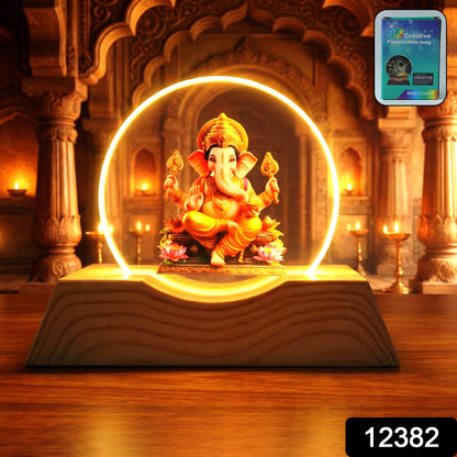 Wukusy premium 3D Lord Ganesha acrylic LED night lamp with intricate Ganesha design and soft glowing illumination.