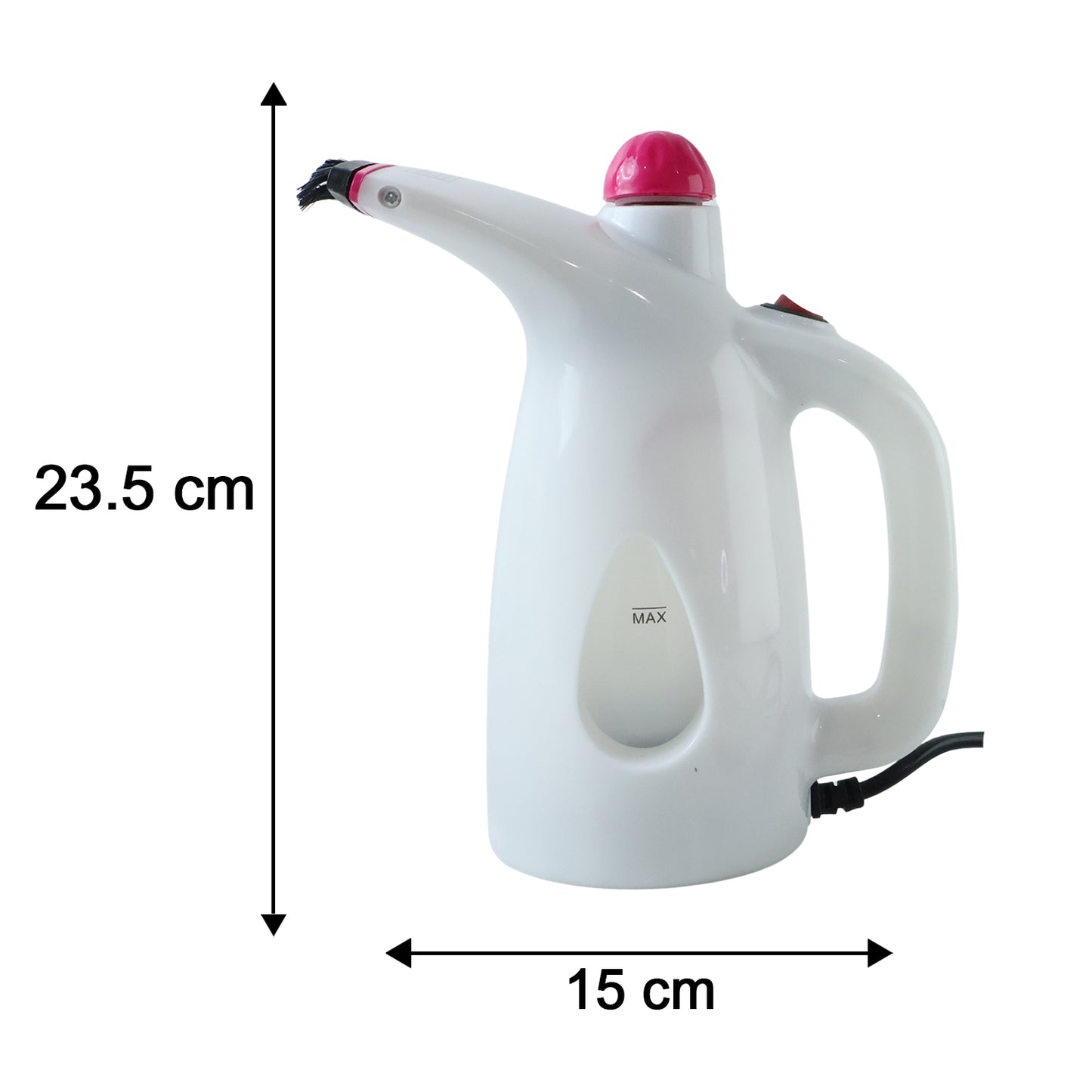 Wukusy multi-functional garment steamer with 200ml water capacity, shown steaming a shirt on a hanger.