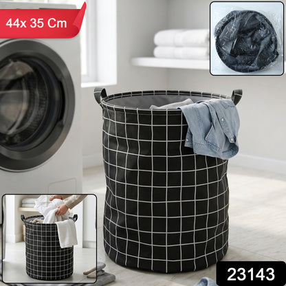 Foldable laundry storage basket by Wukusy with handles, 44x35 cm, made of durable fabric for versatile home organization.