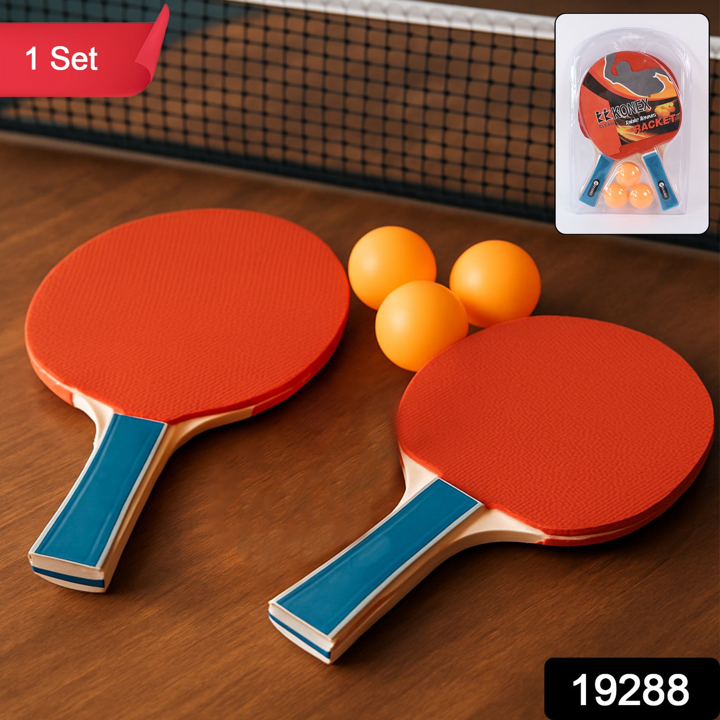 Wukusy professional table tennis racket set with two paddles and red and black rubber surfaces on a clean background.