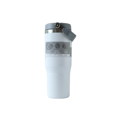 Wukusy premium vacuum insulated stainless steel tumbler mug, 890 ml capacity, showing sleek design and spill-proof lid.