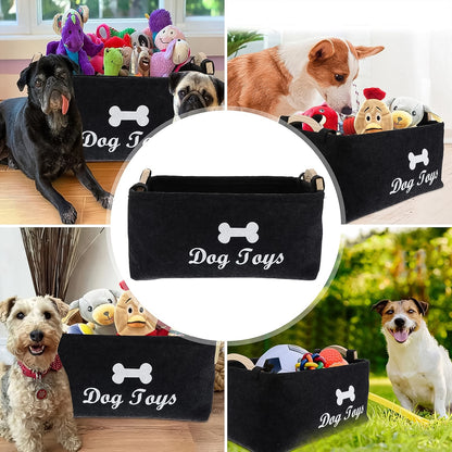 Wukusy pet toy storage basket in white, 39x29x17 cm, made of durable fabric, perfect for organizing pet toys at home.
