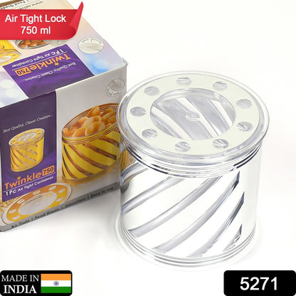 Wukusy 5271 dry fruit storage container, 750ml airtight box for kitchen and home use, made of clear plastic with a secure lid.
