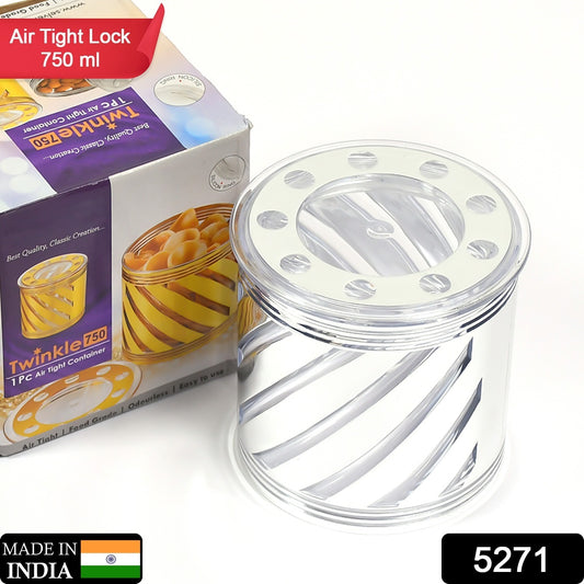 Wukusy 5271 dry fruit storage container, 750ml airtight box for kitchen and home use, made of clear plastic with a secure lid.