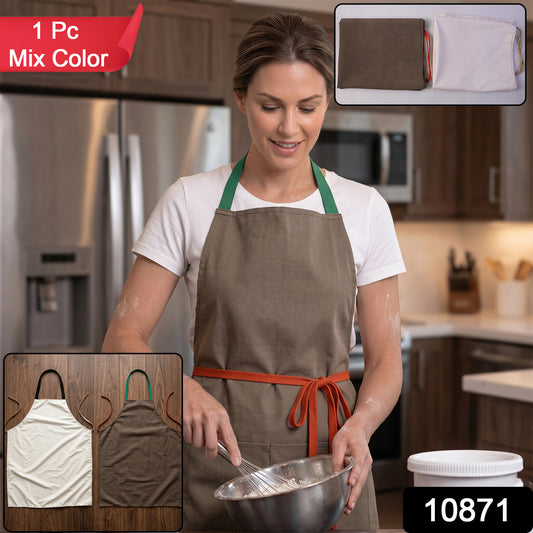 Wukusy waterproof kitchen apron with adjustable straps and pockets, designed for cooking and grilling protection.