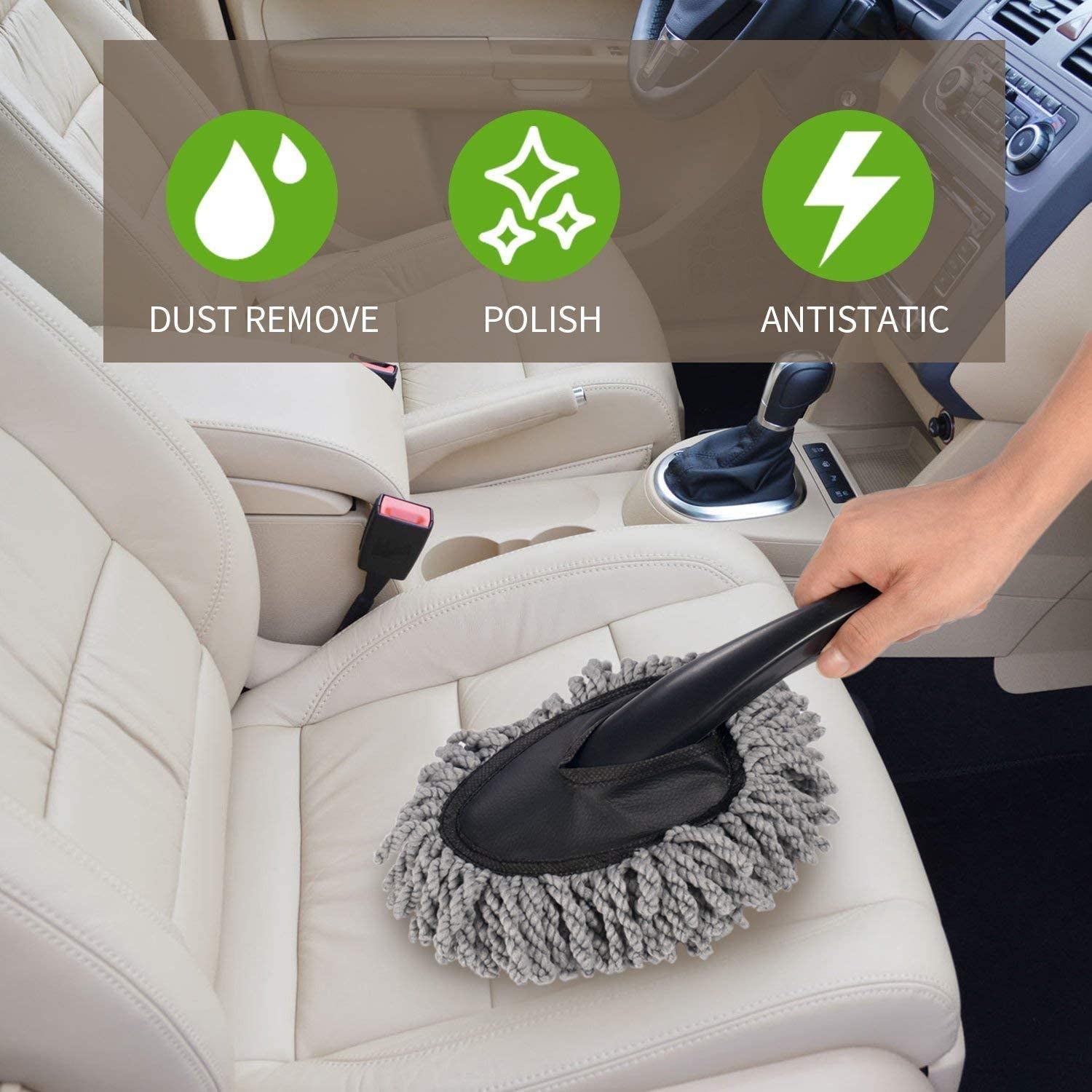 Wukusy 4098 microfiber car wash cleaning brush and dusting tool for cleaning car windows, glass, and exterior surfaces.