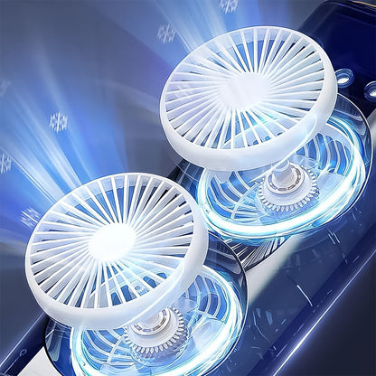 Wukusy portable tower mist spray cooling fan emitting a fine mist, designed for air cooling and personal cooling comfort.