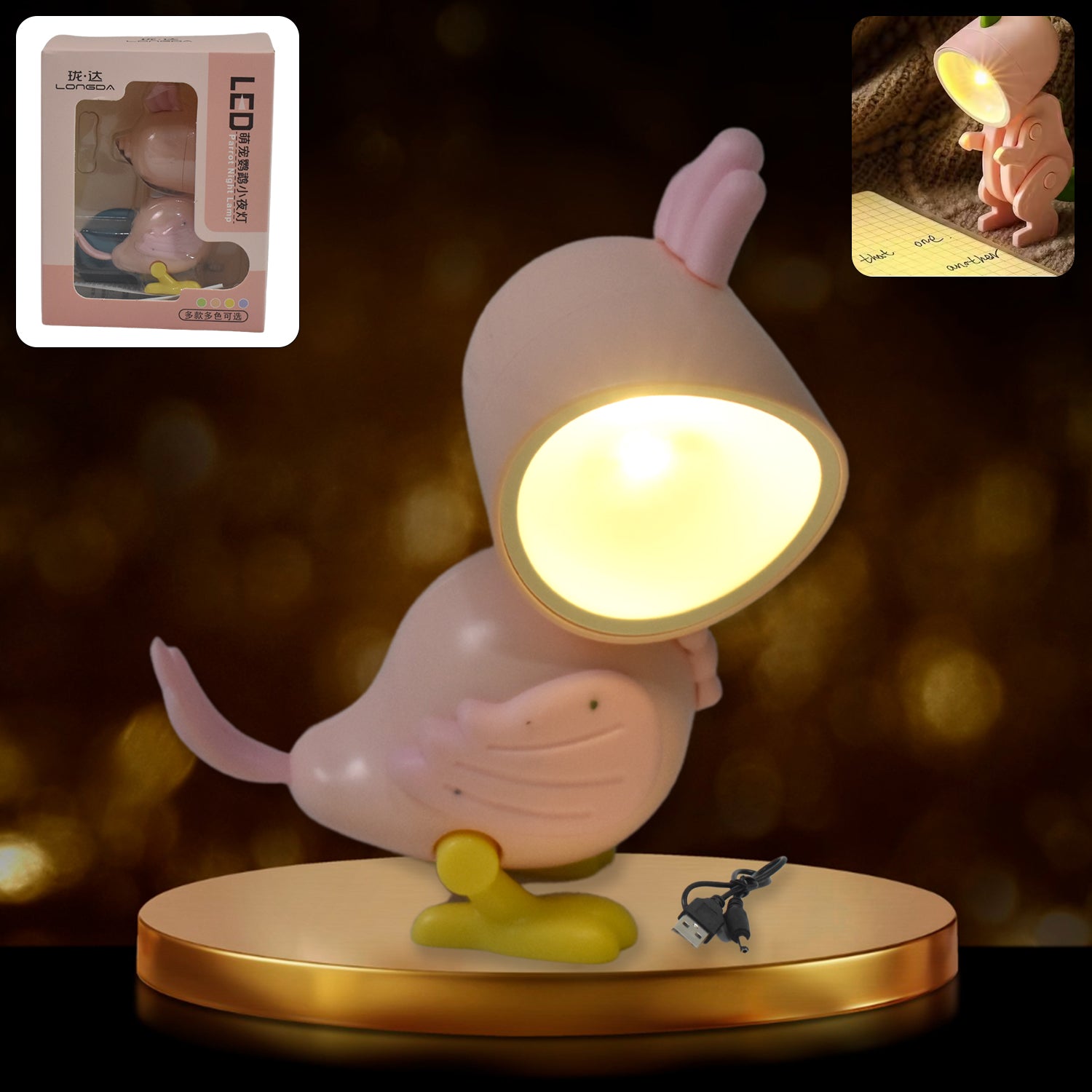 Wukusy magnetic parrot-shaped night lamp with battery, designed for home improvement and ambient lighting.