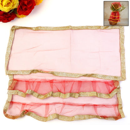 Wukusy Premium Tulsi Vastra Pooja Cloth 2-piece set, traditional fabric for home prayer rituals, displayed on a neutral background.