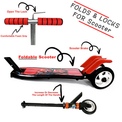 Wukusy kids ride-on push scooter with three wheels, foldable design, adjustable height, multicolor for boys and girls aged 4-8.