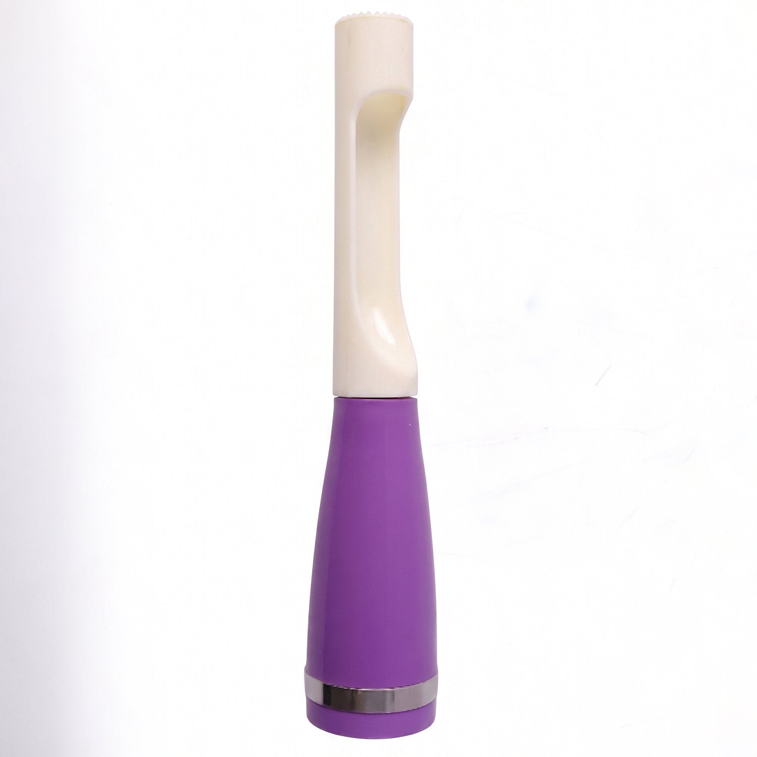 Wukusy multipurpose apple cutter and corer tool showing a sliced apple with the fruit slicer and peeler in use.