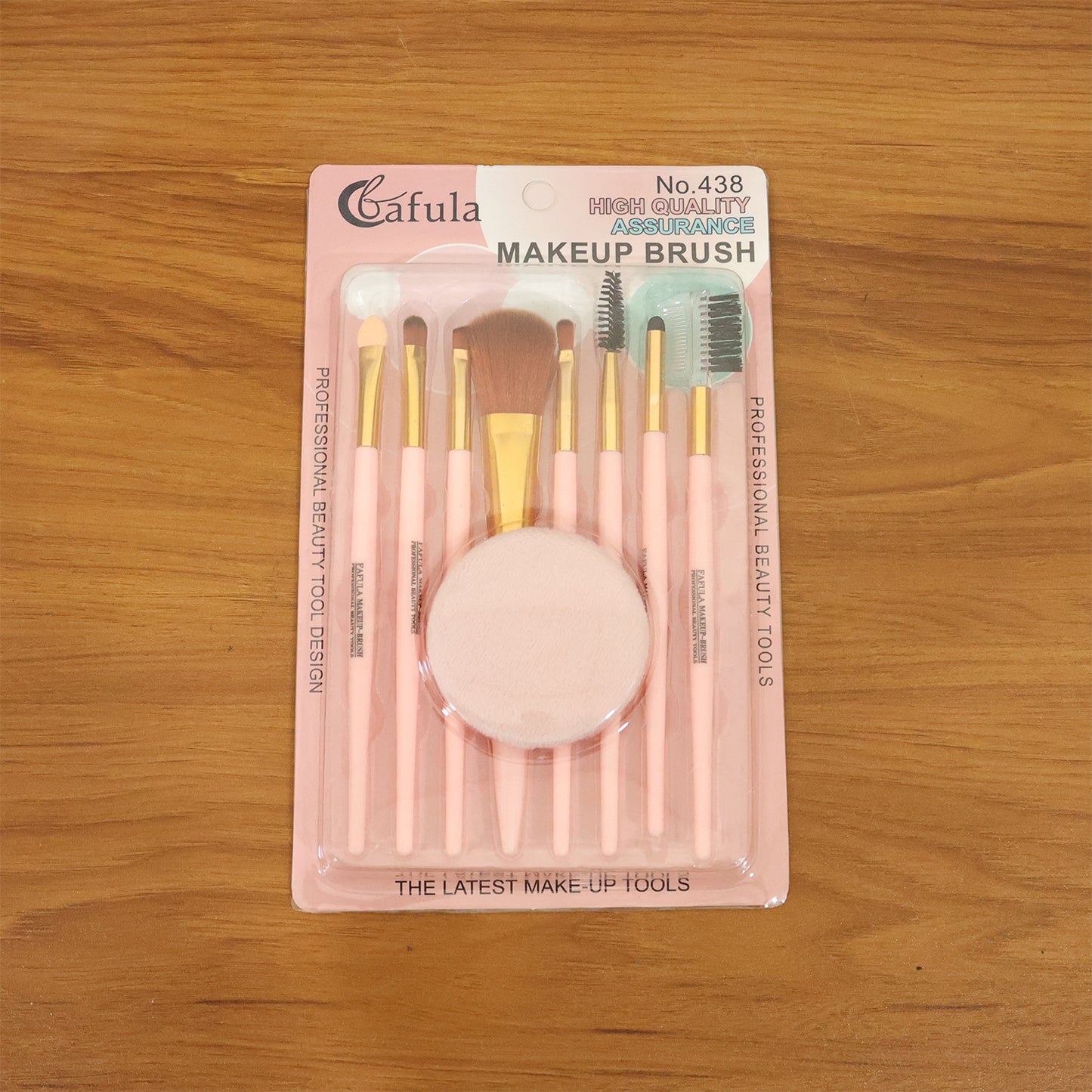 Wukusy 9-in-1 professional makeup brush set with various brushes for foundation, eyeshadow, and blending on a white background.